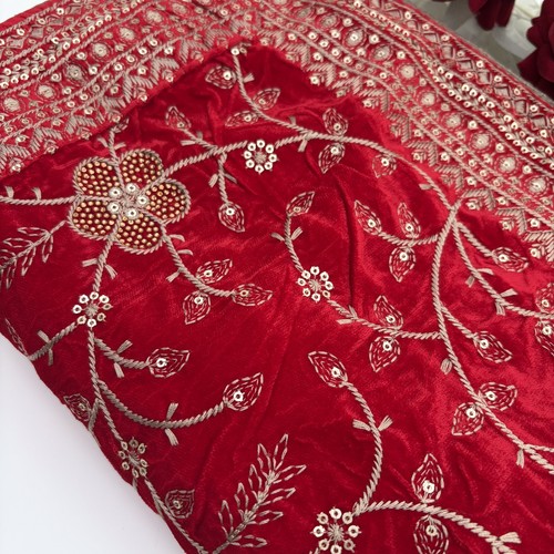 Indian velvet red dupatta - velvet,