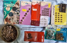 Job Lot Vintage Haberdashery Pins Sewing Needles Hooks Fastenings Safety Pins +