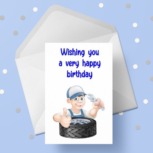 Tyre fitter birthday card - tyre,