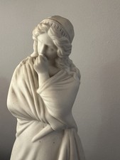 Antique  Parian ware muse statue figurine bisque white tragedy