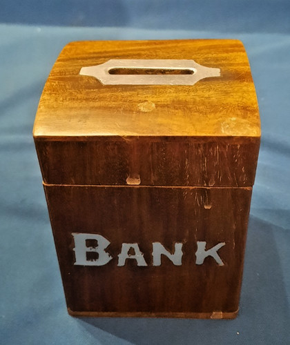 Vintage wooden money box - vintage,