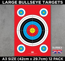 LARGE A3 BULLSEYE TARGETS Air Rifle Pistol Gun BB Airsoft Crossbow Targets 12 PK