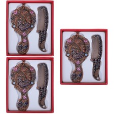  3 Sets Cosmetic Mirror Small Makeup Travel Hairdressing Comb with