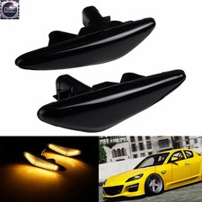 2x Black Lens Side Indicator LED Repeater Light Amber For 15+ Mazda MX-5 ND RX-8