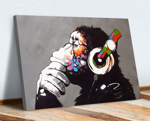 Monkey banksy canvas street - monkey,
