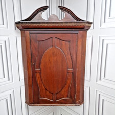 Antique Georgian Wall Hanging Corner Cabinet Cupboard Shelves Shelf Unit Wooden