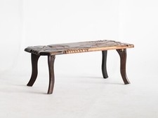 Relief Carved Elephant Coffee Table, West African Mid 20th Century