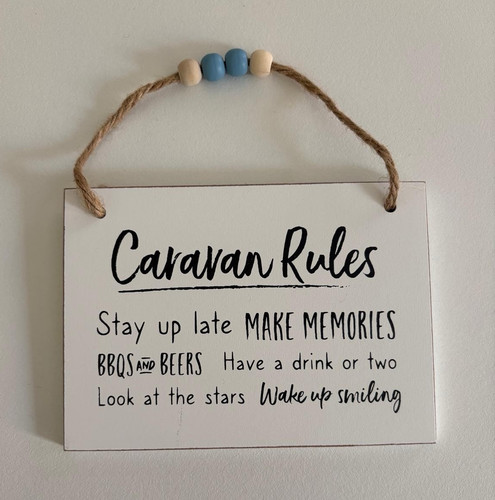 Caravan rules wooden hanging - rules,