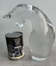 Massive Signed Daum France Crystal Sitting Cat Figurine 4.3 KG in Weight