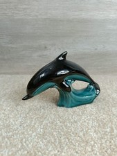 Vintage Poole Pottery Small Blue Dolphin Leaping From The Sea
