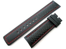Premium TAG Heuer Motorsport 20mm Leather Watch Strap Contrast Red Stitching