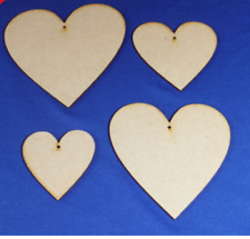 Wooden MDF Hearts one hole Craft Shapes  7.5cm 10cm 12.5cm 15cm x 3mm thick 