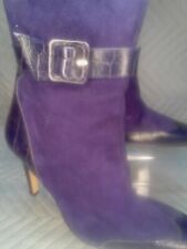 Faith Solo LD 605 FO55 Purple Heels Size 4 Buckle Suede Croc New Without Box