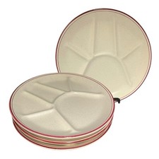 4 French Vintage Fondue Plates, Faience Pottery Buffet or Portion Plates