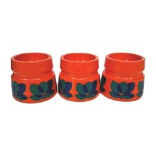 3 EMSA Egg Cups Melamine Plastic Retro Orange Stackable Holder Vintage