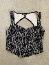 Boohoo Black Lace Fitted Bodice Style Top Size 10