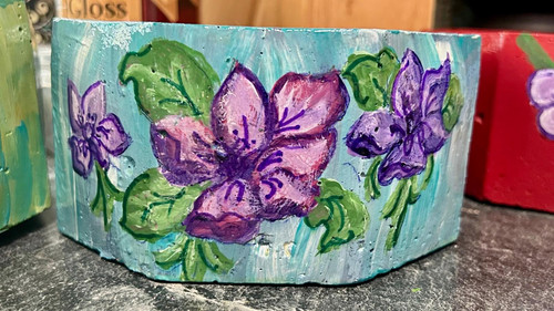 Hand painted concrete floral - hand,