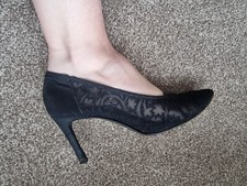 Vintage Black Yves Saint Laurent High Heeled Womens Shoes Fit UK 5