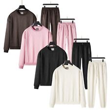 Womens Ladies Tracksuit Jacquard Tracksuit Loungewear Sweater Trouser Co-ord Set