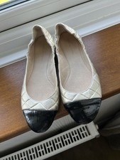Used Pied A Terre Leather Gold&black Toes Caps Ballet Shoes Uk 6-39