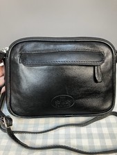 Rowallan Of Scotland Leather Crossbody Shoulder Bag Black Pockets Lined Branded