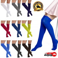 Over The Knee Thigh High Socks Cotton Long Stretchy Plain OTK Socks UK SIZE 4-6