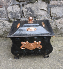 Antique Coal Box Scuttle Metal