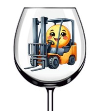12x Colourful Forklift Truck Vinyl Sticker Decal Tumbler Wine Glass Bottle Mug
