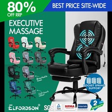 ELFORDSON Massage Office Chair Executive Recline Footrest Swivel Computer Gaming