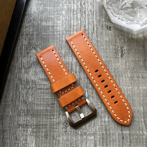 Thick orange leather watch - orange,