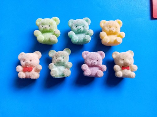 Flocked fuzzy miniature bears - fuzzy,