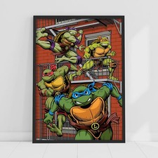 Teenage Mutant Ninja Turtles Print - Group On Side Of Building Poster Wall Art