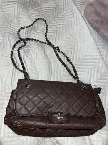 Dark brown quilted faux - quilted,