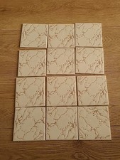 H & R Johnson LTD 1970s Vintage Retro Ceramic Tiles Cristal Brown And White X12