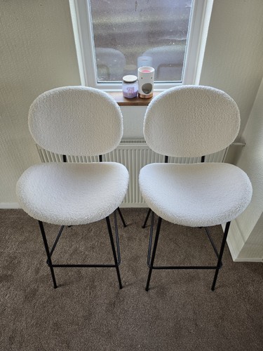 White boucle bar stool - boucle,