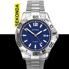 Sekonda 1170 Blue Dial, Stainless Steel Bracelet Watch RRP £59.99 2 Yr Guarantee