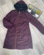 Ladies size UK 10 love label burgundy winter coat with hood