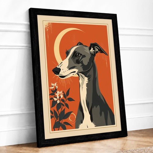 Greyhound art deco framed - framed, wall