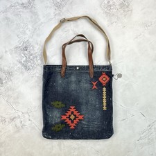 Ralph Lauren Denim & Supply Aztec Navajo Southwestern Distressed Denim Tote Bag