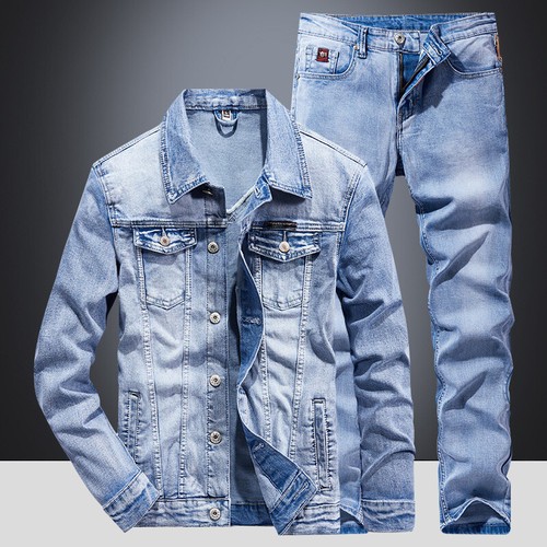 Denim suit men slim - men's,