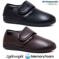 MENS DIABETIC WIDE FIT SLIPPERS MEMORY FOAM ORTHOPAEDIC FAUX SHEEPSKIN FUR SHOES