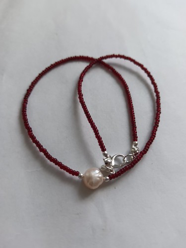 Garnet and pearl - pearl, necklace