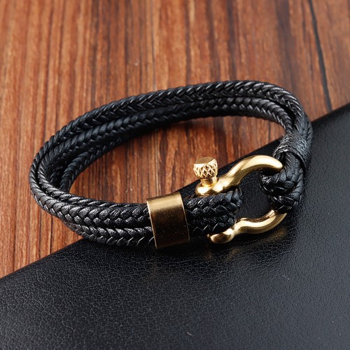 Mens nautical leather bracelet - mens,