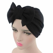 Solid Bow Wrap Hair Loss Head Scarf Muslim Women Turban Cap Cancer Chemo Hat