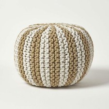 Cotton Knitted Pouffe Striped