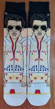Novelty Character Elvis Presley Socks King of Rock & Roll White Jumpsuit Music