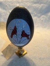 Emu Egg With Cardinal Design