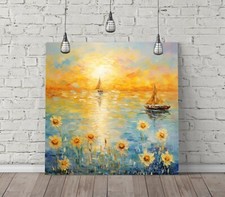 MONET STYLE SEA SUNSET -SQUARE