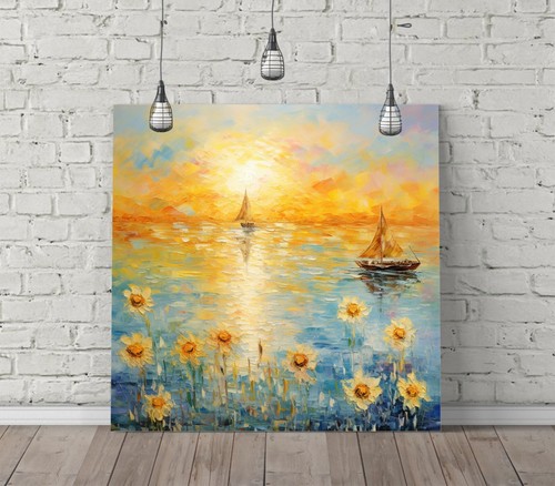 Monet style sea sunset - style, -square