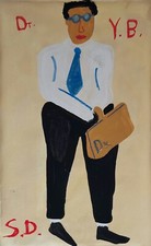 Sam Doyle Signed Folk Art Painting on Canvas - African American Southern Art